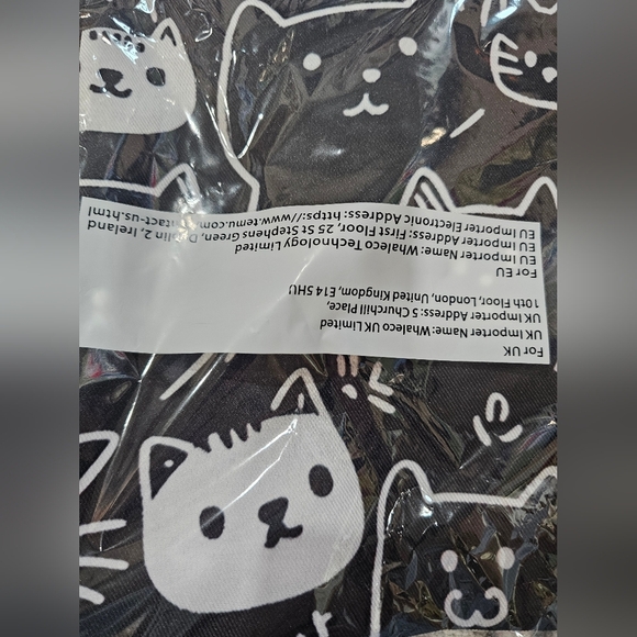 Tote Bag - Black and White Cat Print With Fixed Shoulder Straps. New In Plastic - Picture 3 of 3